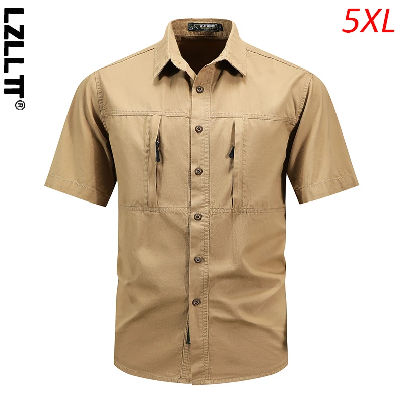 

Summer Men Short Sleeve Cargo Breathable Shirt Men Casual Tactic Military Polo Shirt Men Outdoor Camp Hike Safari Work Shirt Top