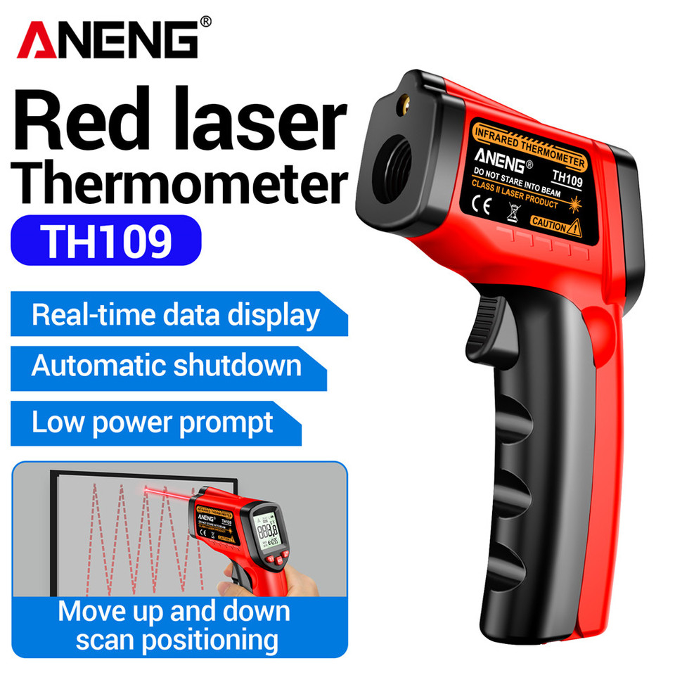 ANENG TH109 Digital Infrared Thermometer -50~400℃ Non-contact  Temperature Meter LCD display Pyrometer Tester Hygrometer Tool