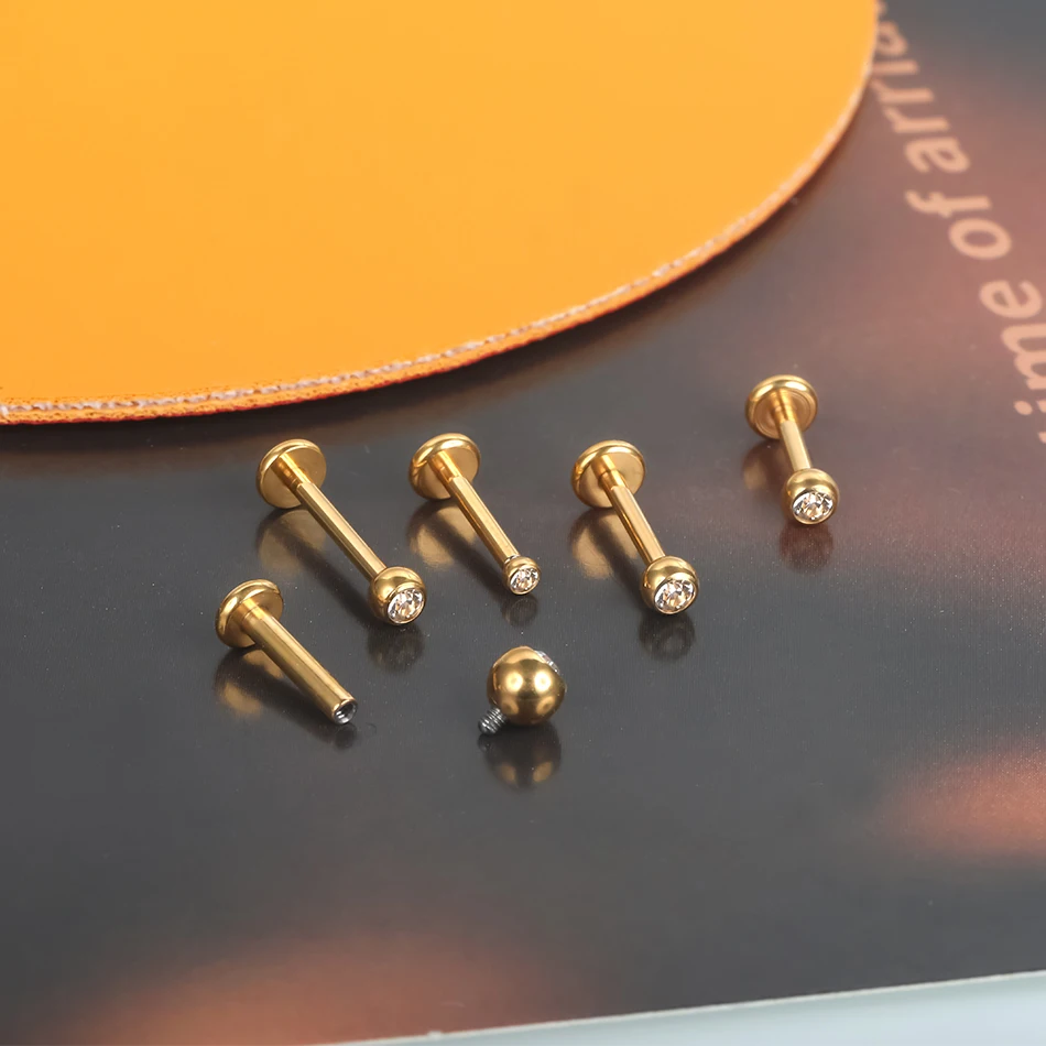 G23 Titanium Labret Piercing Lip Ring 16G 14G Internally Thread