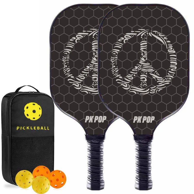 Hoge Kwaliteit Koolstofvezel Pickleball Racket Koolstofvezel Pickleballs Set Van 2 Rackets En 4 Ballen Indoor Outdoor Oefening