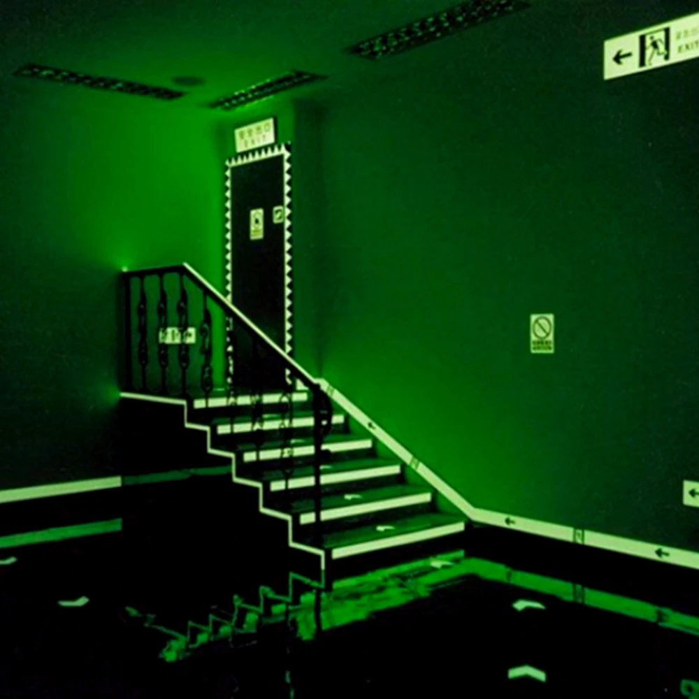 1/5PCS Glow In Dark Self Adhesive Roll Glowing Tape PVC Waterproof Safety Warning Tape Green Glow 1.5CMX3M