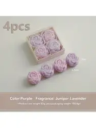 Elegant Rose Soy Wax Candle Gift Set - Handmade Decorative Candles for Home and Special Occasions (Purple Series)