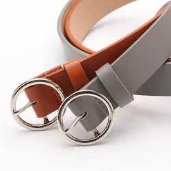 Women's Simple Versatile Round Button Fashion Decorative Belt Jeans Belt Female Student Retro