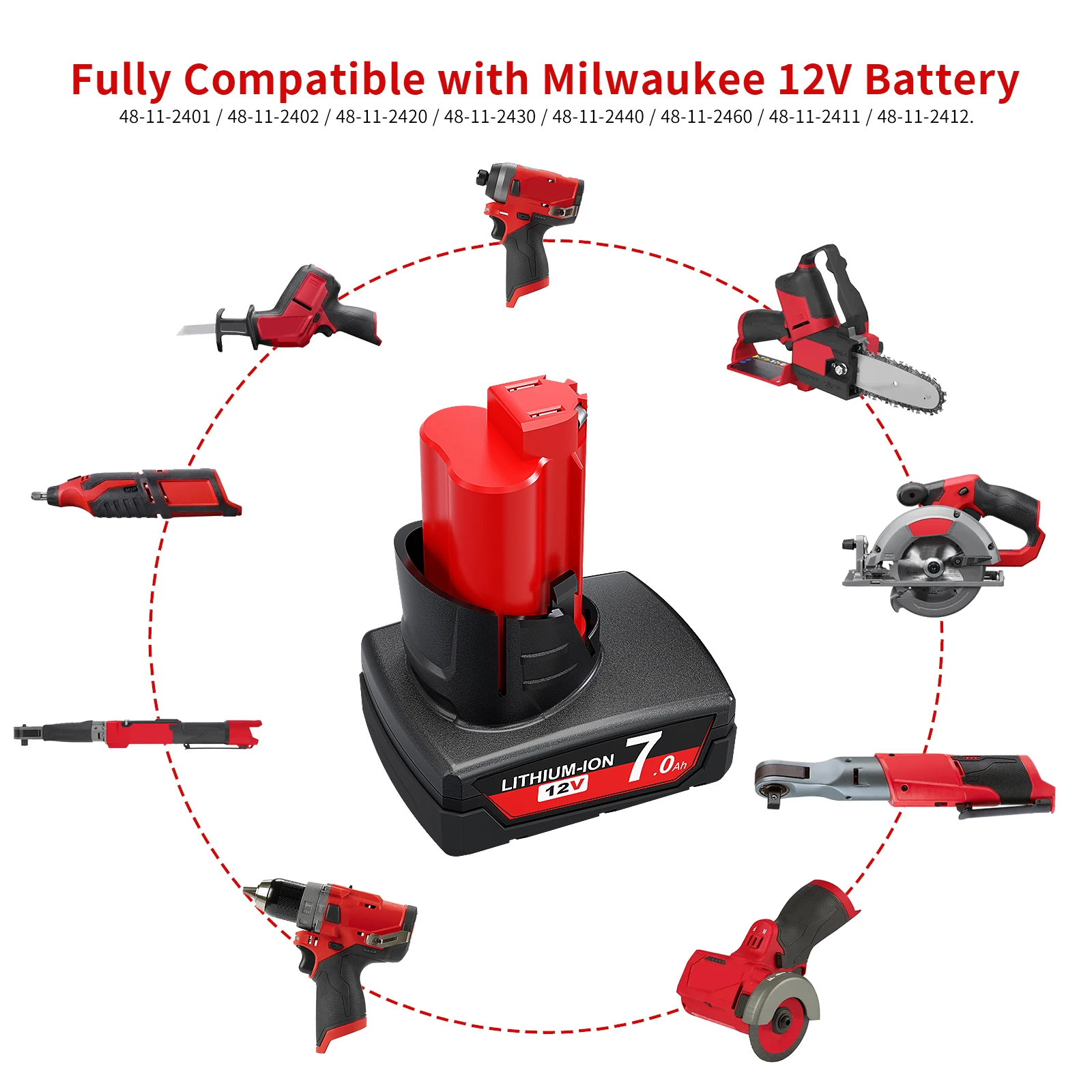 12V Rechargeable Battery 3.0/6.0/9.0mAh For Milwaukee M12 XC 48-11-2410 48-11-2420 48-11-2411 12-Volt Cordless Tools Battery