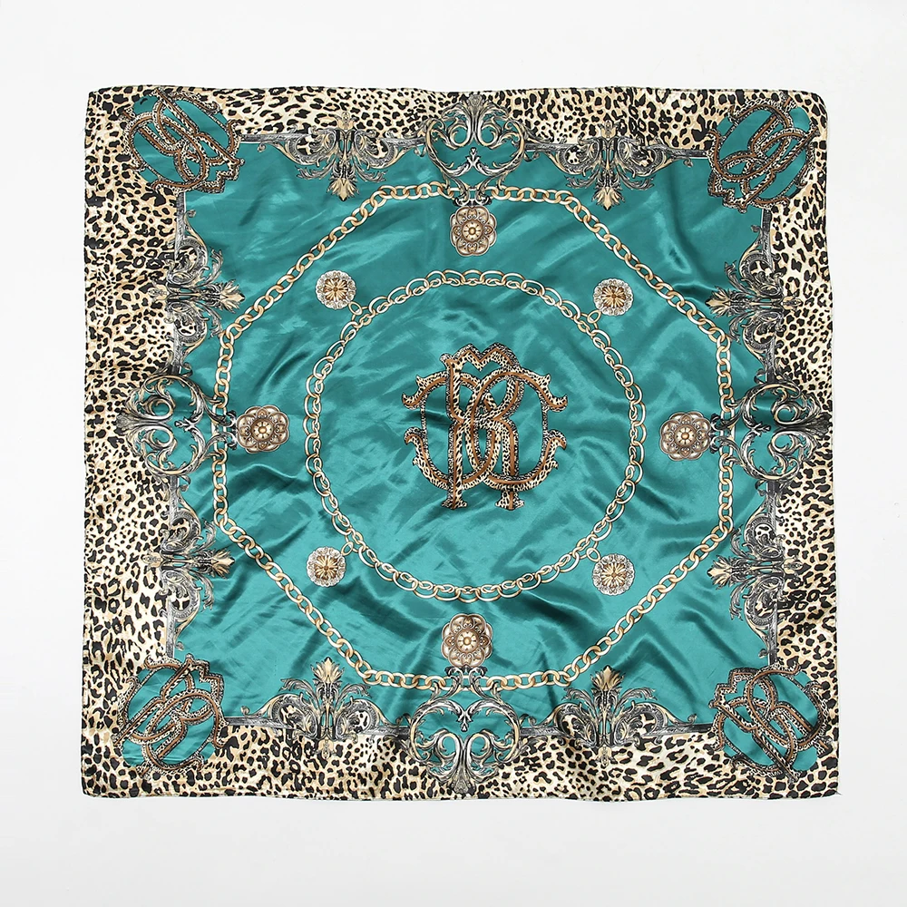 Leopard Print Square Scarf Bandana Wrap Silk Satin Muslim Hijab Soft Headscarf Party Hairband Foulard Bag Ribbon Turban