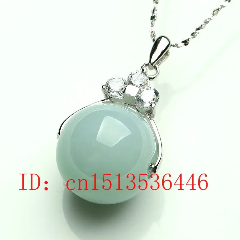 925 Silver Natural Jade Emerald 13mm Luck Bead Pendant Charm Jewellery Fashion Accessories Hand-Carved Man Woman Amulet Gifts