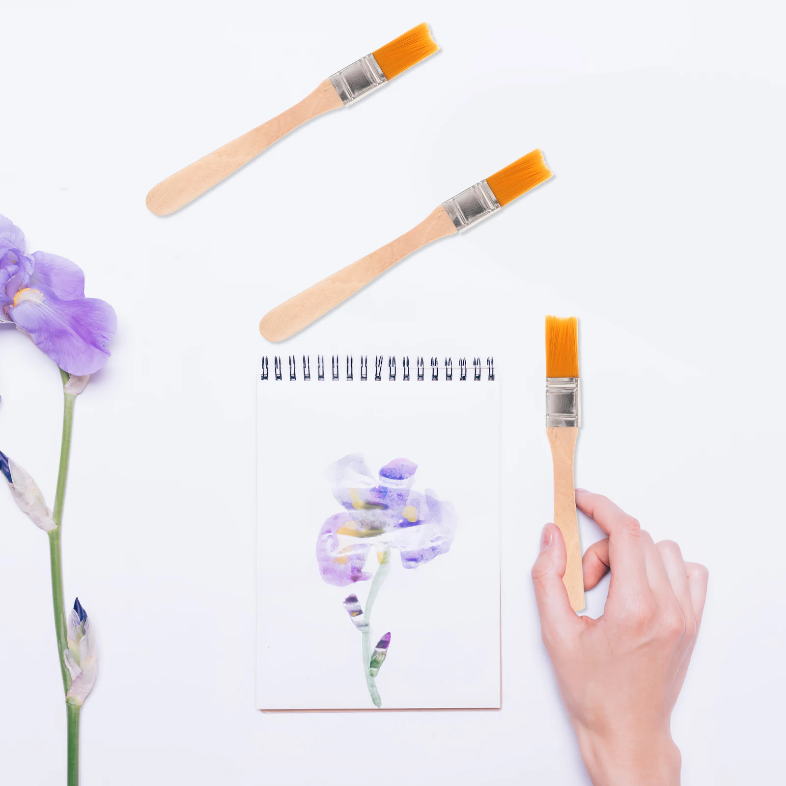 6pcs Wooden Handle Paint Brush Nylon Bristle Paint Brushes Wall Painting Brushes Reusable Brushes For Wall Painting Tool 3