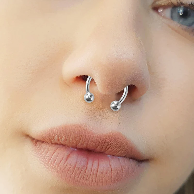 3PCS Smiley Bar BCR Circular Barbell Septum Piercing Nose Rings Horseshoe Hoop Punk Earring Eyebrow Tragus Lip Piercing Ring 16G nose rings piercing jewelry body piercing earrings ear piercing jewelry hoop earrings body piercing jewelry body jewelry
