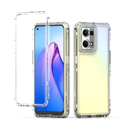 Rugged Shockproof 3-in-1 Phone Case with Transparent TPU Back for Reno 7 4G CPH236 (Clear)