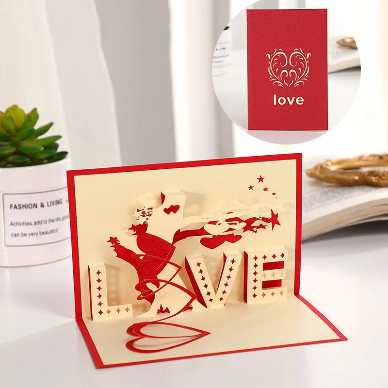 3D Pop UP Greeting Card for Wife and Girlfriend Valentine's Day Anniversary Wedding Invitation Thank You
