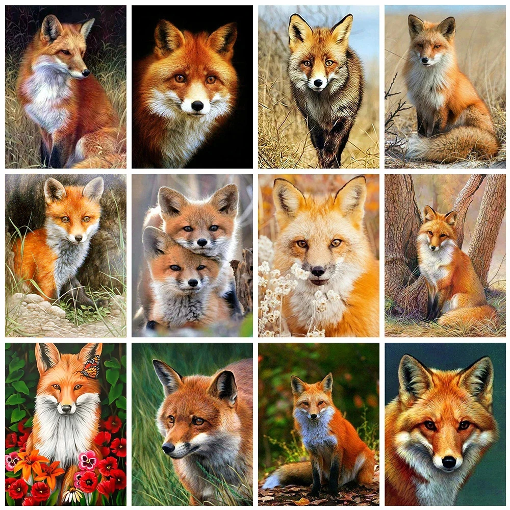 Evershine 5D Diamond Painting Cross Stitch Animals Diamond Embroidery Fox Full Square Rhinestone Pictures Home Decor diamond painting