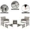 5pcs 2 Chairs 2 Footstools 1 Coffee Table Combination Sofa Gray Gradient 3