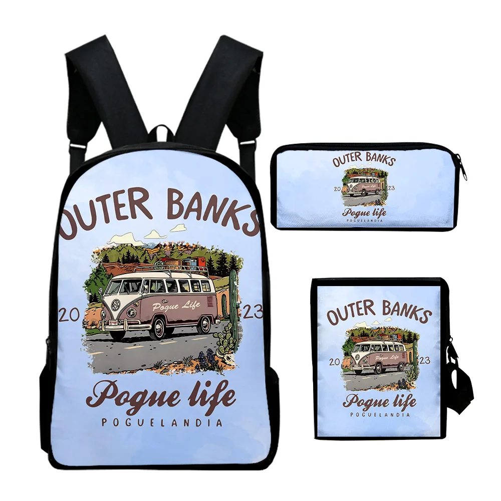 Popular Outer Banks Season 3 Tv Series 3D 3pcs/Set pupil School Bags Laptop Daypack Backpack Inclined shoulder bag Pencil Case
