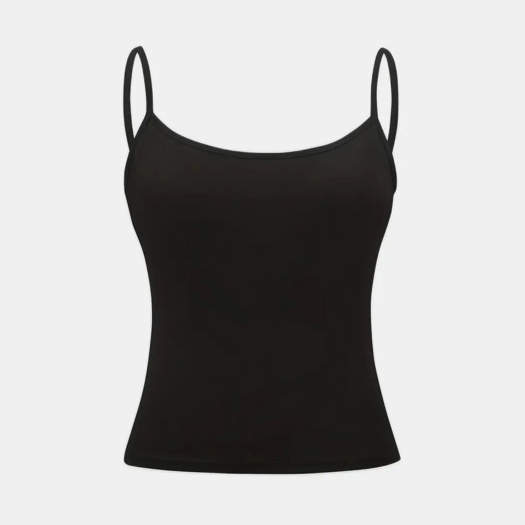 Regata feminina com alça, top fino para verão, moda versátil, casual, respirável, tecido micro elástico, sem mangas