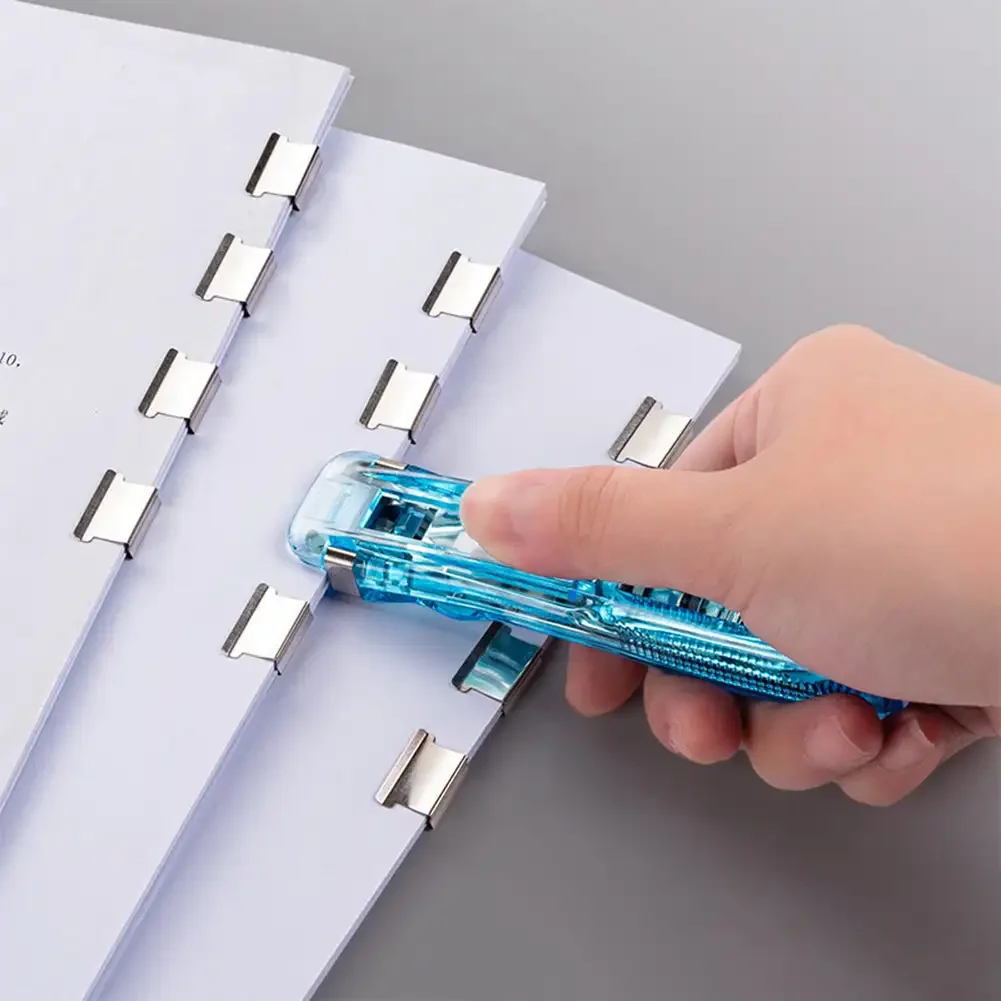 Mini Traceless Stapler Reusable Hand Clamp Push Stapler Paper Book File Office School Student Binder Binding Tools Supplies