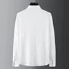 Spring/Summer New Casual Light Thin Set For Men Stripe Standing Neck Man Shirt Paired With Pants Style White Suit 2024 Autumn 2