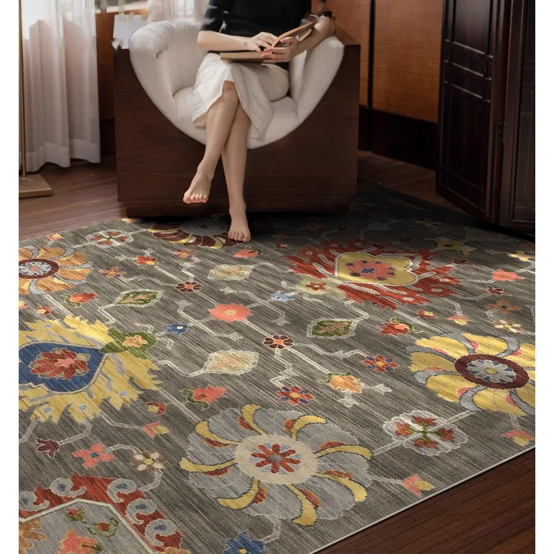 Nordic Retro Living Room Carpet Floral Creative Luxury Minimalist Art Bedroom Plush Rug Creative Fresh Sofa Coffee Table Mats 러그