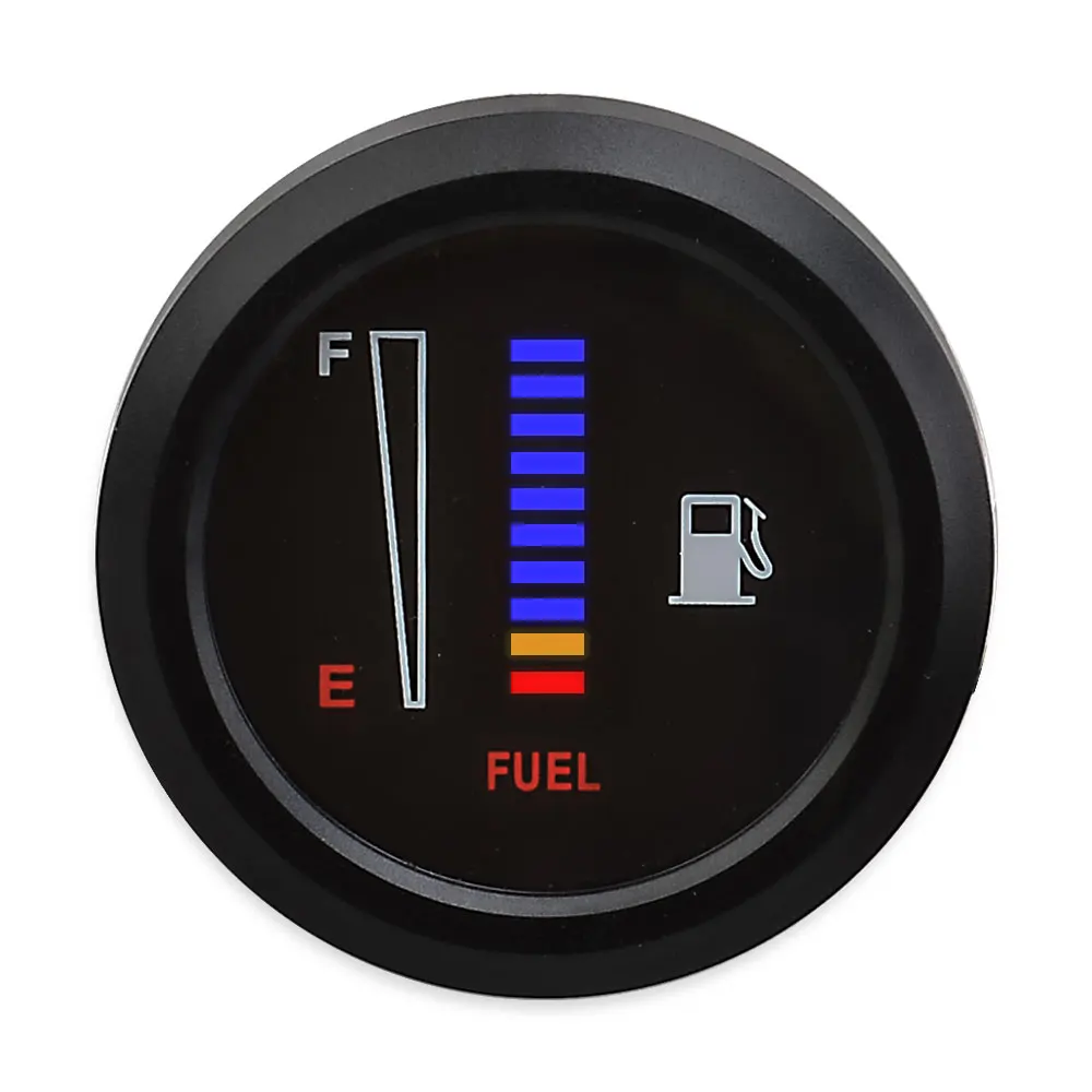 2" 52mm 12V/24V Fuel Level Gauge Car Motorcycle Universal Fuel Level Meter Gauge Electronic LED Ultra Thin Auto Benzine Meter