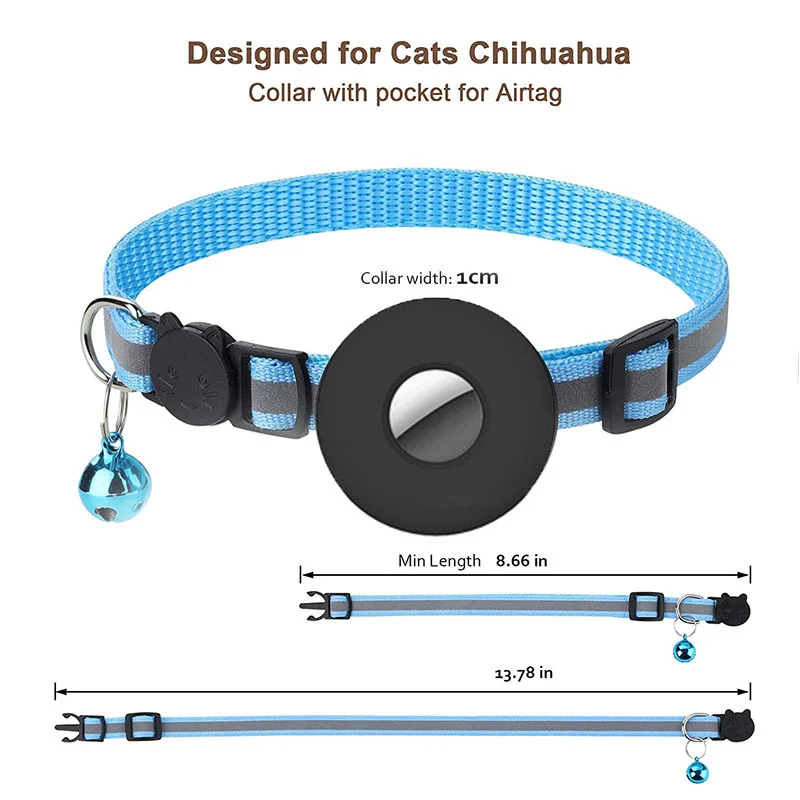 Anti Lost Tracker Anti Lose Tracker Item Locator Anti Lost Locator For Apple Airtags Cover Cat Collar Bell Ring Luminous Nylon Kitten Dog Collar for AirTag GPS Finder Anti Loss Tracker Device