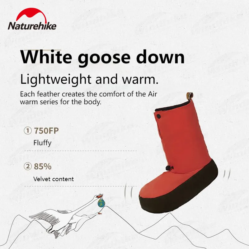 Naturehike Outdoor Goose Down Foot Cover Suit Winter Camping Keep Warm Wool Socks 750Fp Ultralight Windproof Non-Slip Ski Boots