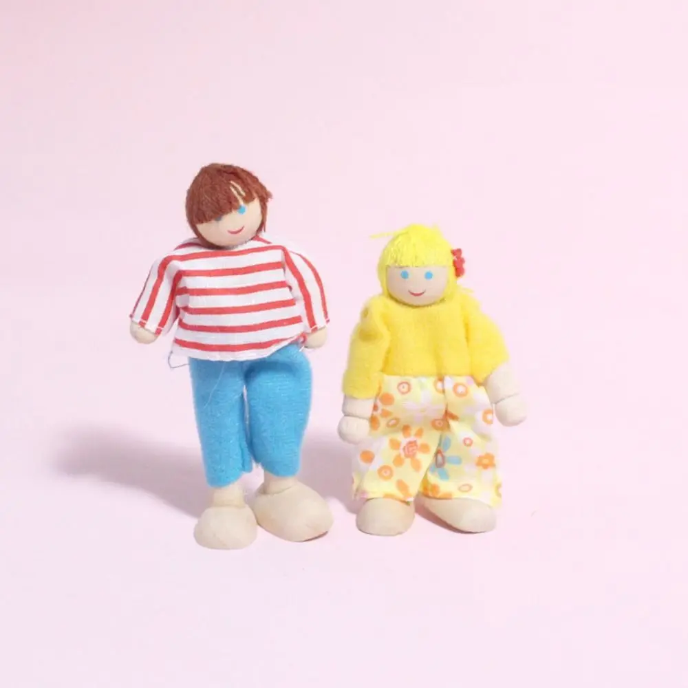 Toy Wood People Dolls Family Multicolor Playing House Toy Figure Set Photo Props Kids Gift Wooden Doll Dollhouse