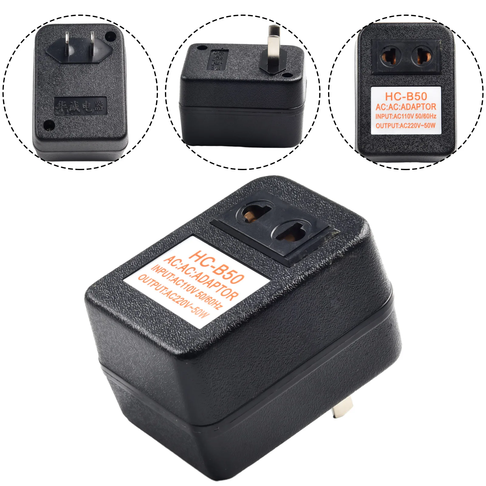 Description Picture 5 of item1pc Step-down Transformer 220V To 110V /110V To 220V Voltage Converter 50W Converter Step-Down Transformer Travel Adapter
