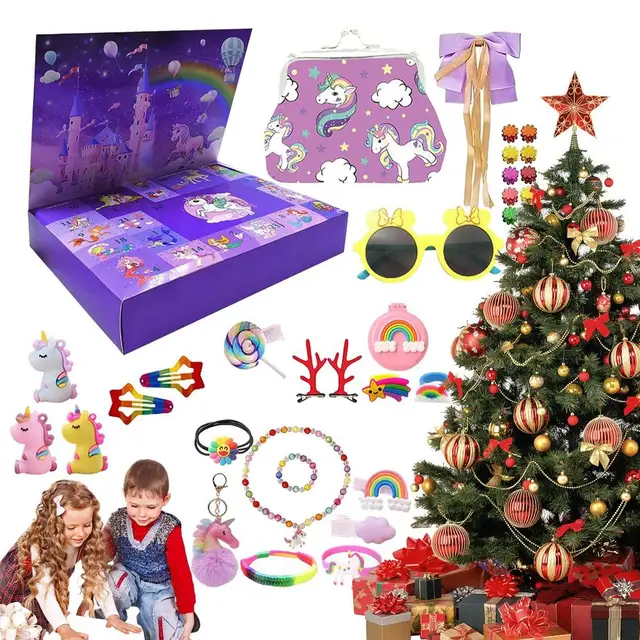 Calendrier de l'Avent de Noël pour Fille, Poupées de Maquillage,  Boîte-Cadeau, Compte à Rebours de 24 Jours, Collier, Accessoire pour  Cheveux, Jouets, 24 Pièces - AliExpress