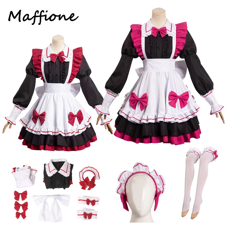 

Anime OSHI NO KO Hoshino Rubii Arima Kana Cosplay Maid Dress Costume Outfits Girls Skirts Headgear Set Halloween Party Suit