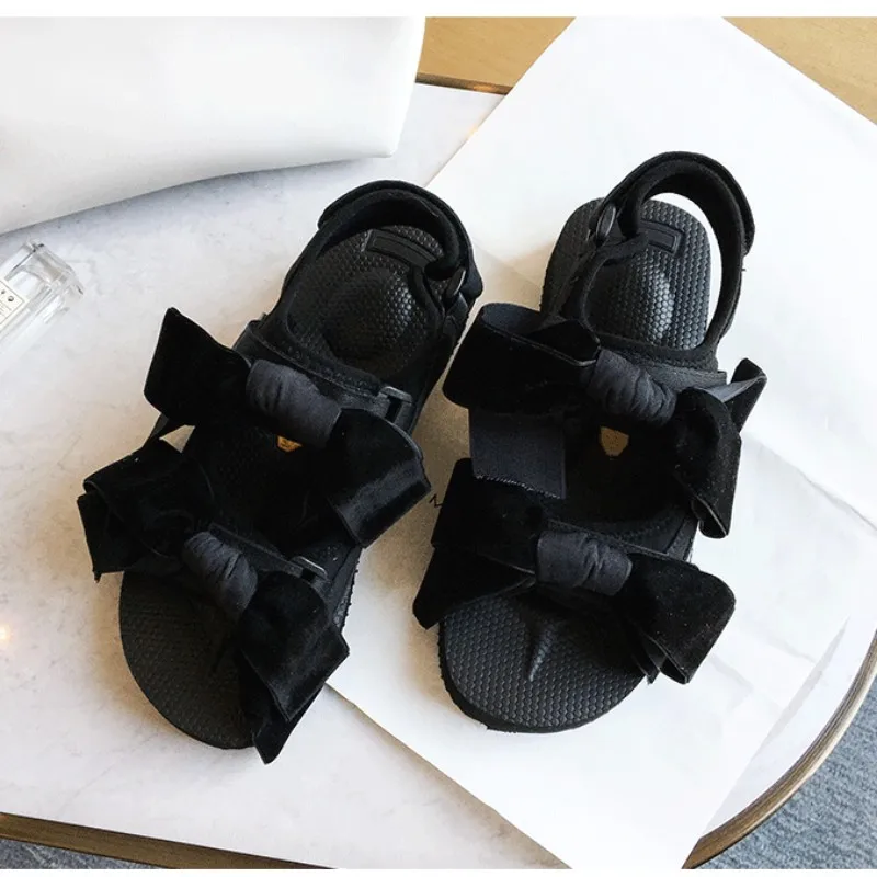 

Summer New Women Casual Sandals Muffin Thick Sole Bow Sandals Platform Beach Flat With Open Toe Sandals Luxury Designer Shoes