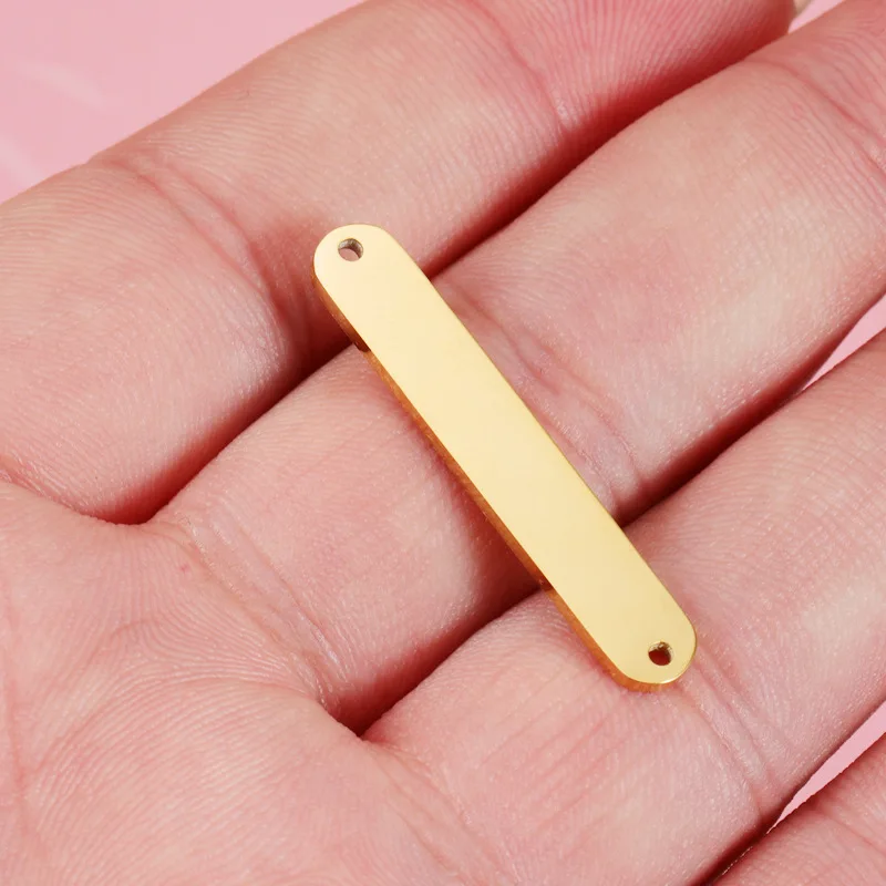 스테인리스 스틸 더블 홀 롱 스트립 참 펜던트, 귀걸이 목걸이, DIY 주얼리 ..