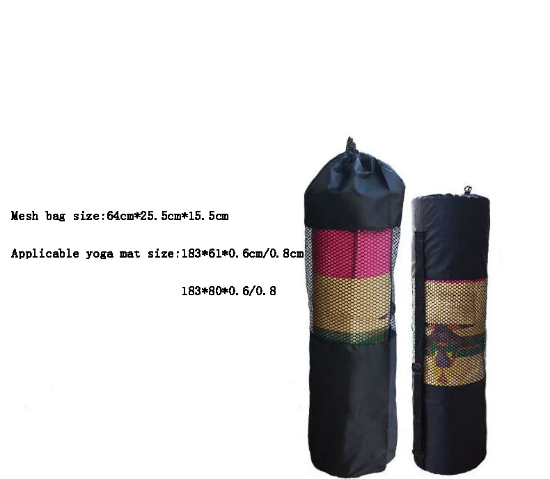 Description Picture 2 of item1 PCS Yoga Mat Bag Exercise Fitness Carrier Nylon Mesh Center Adjustable Strap Pilates Fitness Body Building Sports Equipment