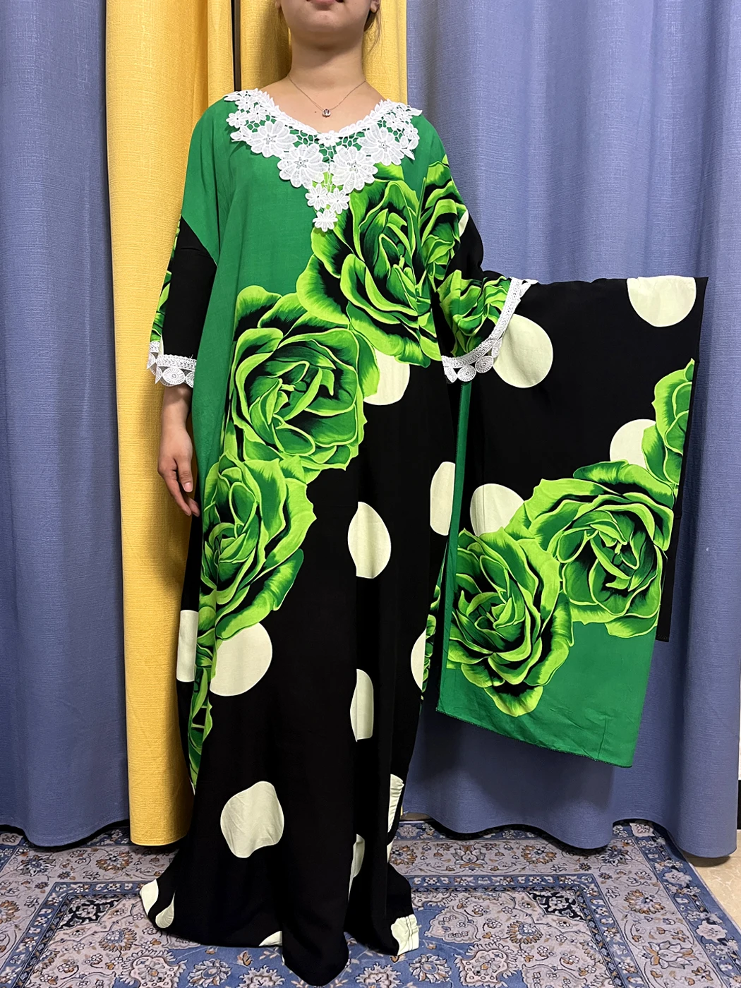 Muslim Abayas For Women Dubai 2023 Appliques Print Cotton Loose Fit Femme Robe Islam African Traditional Dresses With Turban