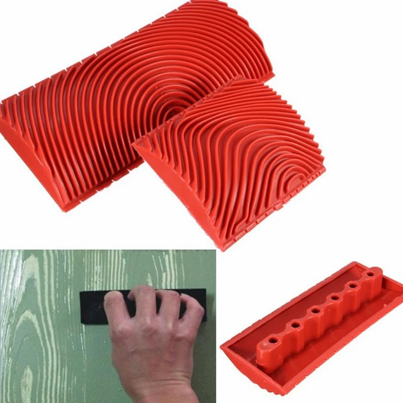 2-Piece Rubber Roller Brush Set for Wood Graining and Decorative Wall Art