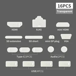 Silicone Universal USB Type C Dust Protector Set (Transparent)
