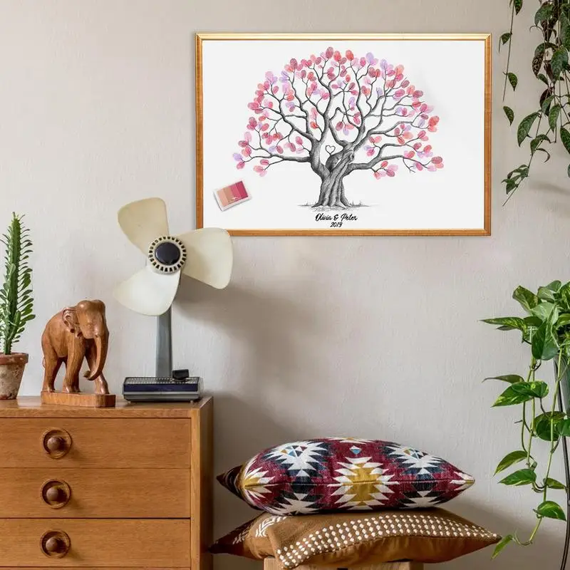 Wedding Guest Guestbook Alternative Tree Graduation Fingerprint Tree Canvas Guestbook DIY Waterproof Fingerprint