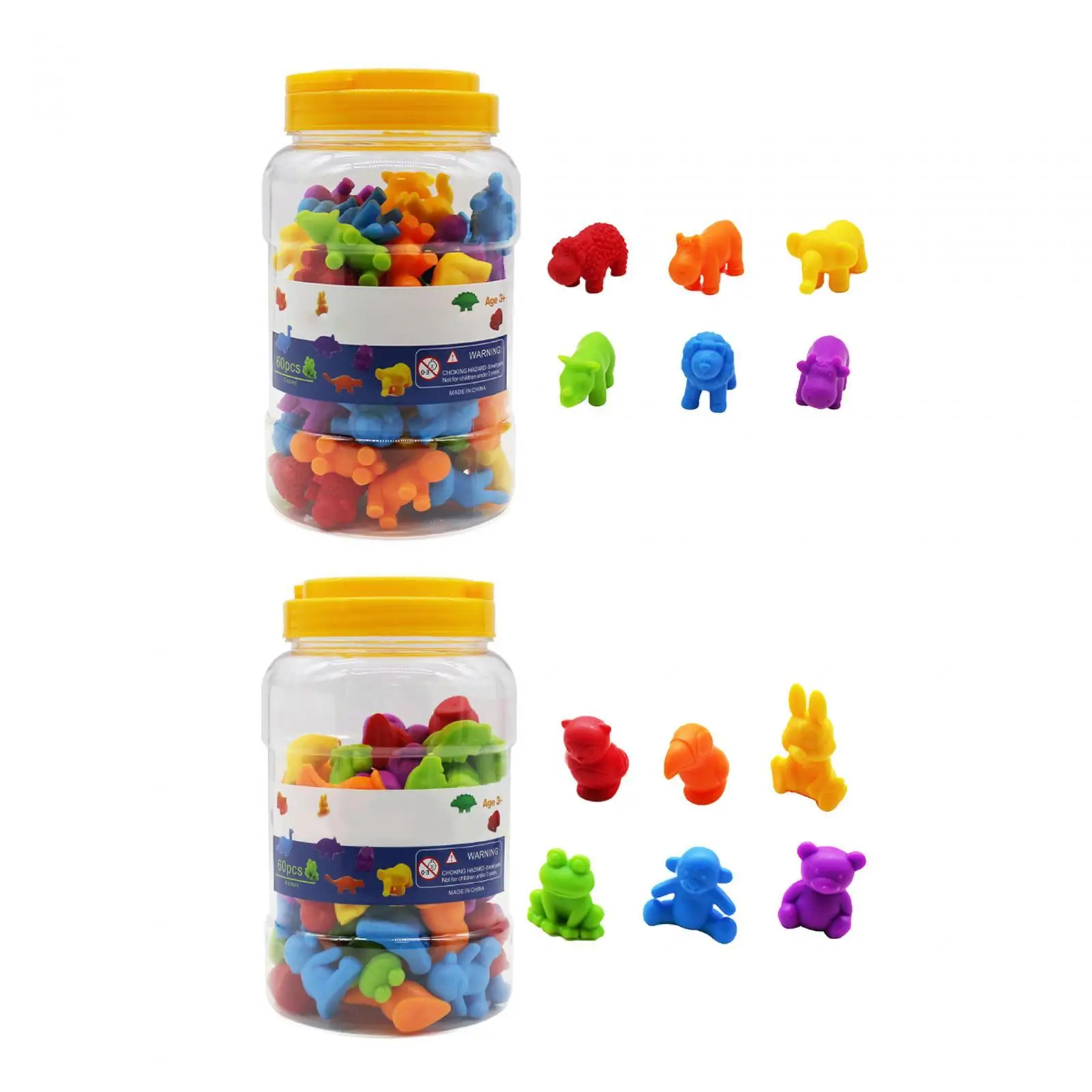 

60Pcs Counting Animals Toys Matching Game Interactive Color Sorting Toys for Preschool Classification Sensory Fine Motor Skills