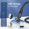 42788-aa5cc0.jpg cable magnétique USB Micro et Type C 5A rotatif à 540 °, charge rapide