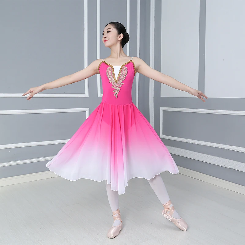 Chiffon Ballet Dress Girl Long Adult Children Ballet Tutu Dress Party Practice Clothes Modern Dance Costumes Tutu Ballerina Kids