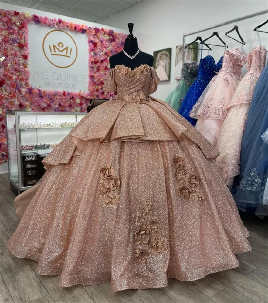 open lace back dress Cinderella Divine CH189S Tea Length Pleated Iridescent Sequins Gown Rose  Gold / XS main image 1