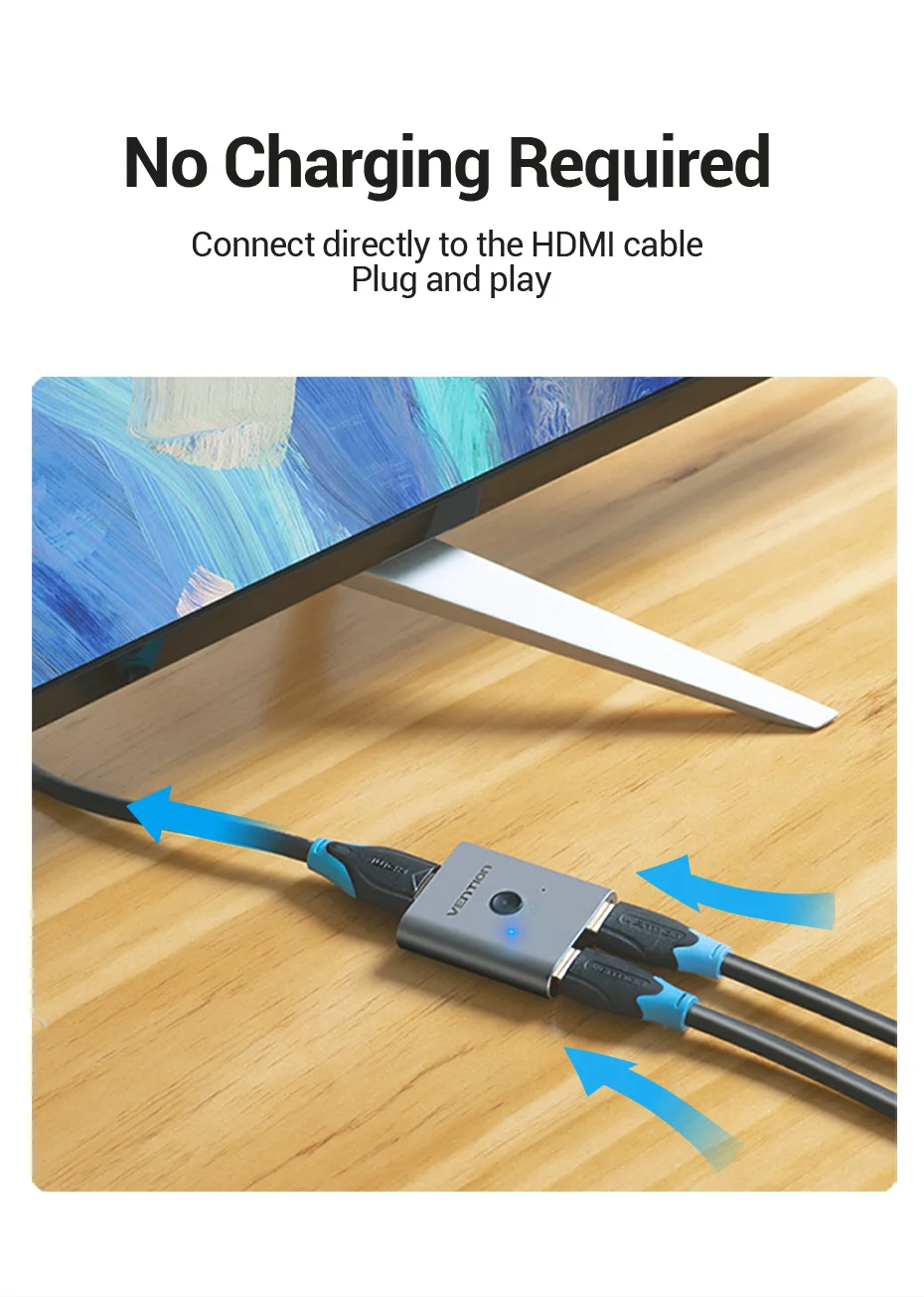 HDMI 2.1 Splitter Switch 8K 60Hz 4K120Hz 2 in 1 out for PC TV Xiaomi Series X PS
