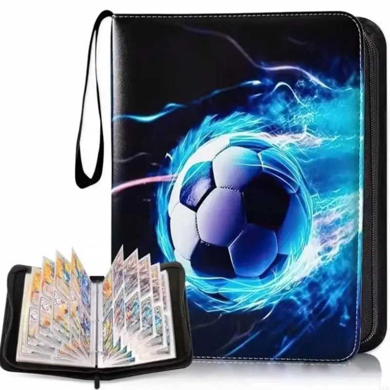Porta carte da calcio, raccoglitore per carte da calcio, 400 tasche, cartella per carte da calcio con 50 custodie