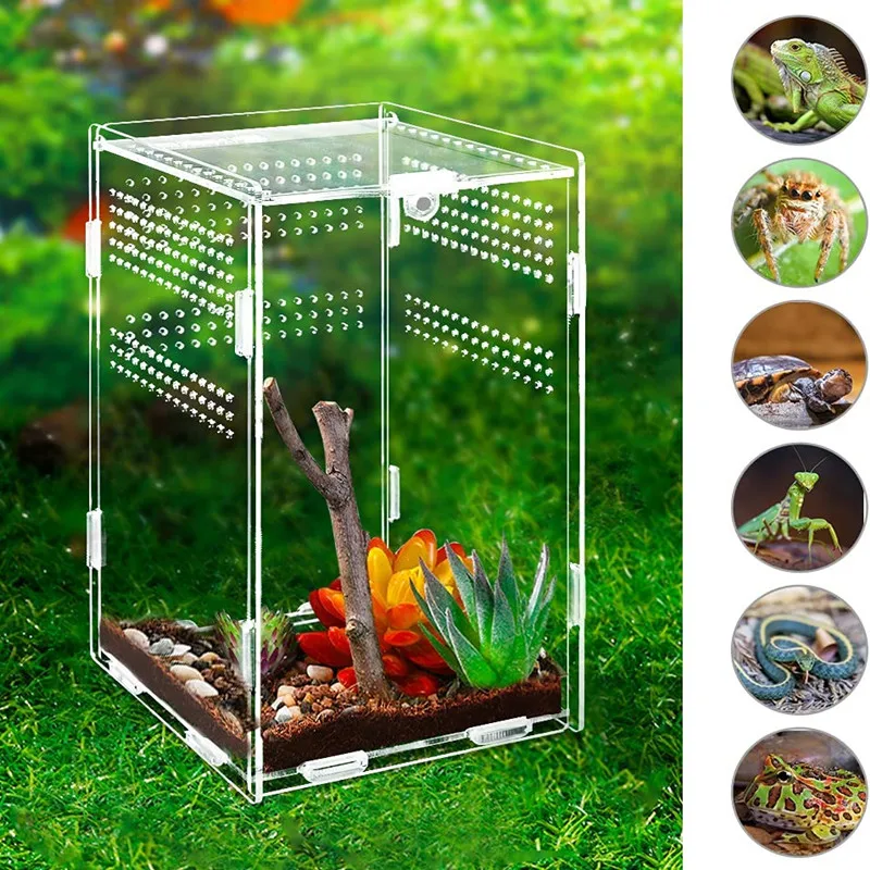Acrylic Reptile Terrarium Habitat Breeding Box Mini Transparent