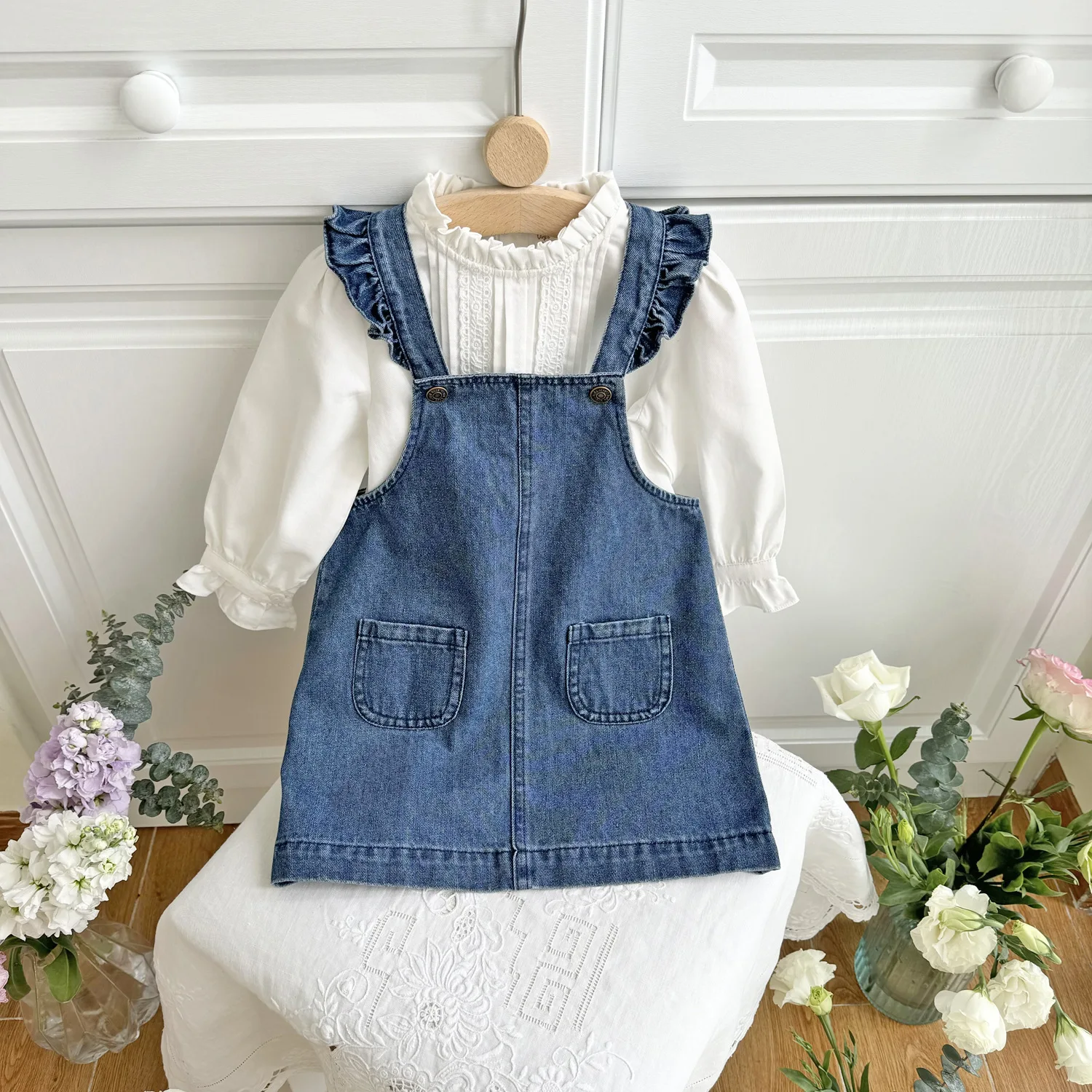 

Платья для девочек, однотонное джинсовое платье для девочек, комбинезоны без рукавов, детское платье-джемпер, повседневные стильные детские костюмы для девочек