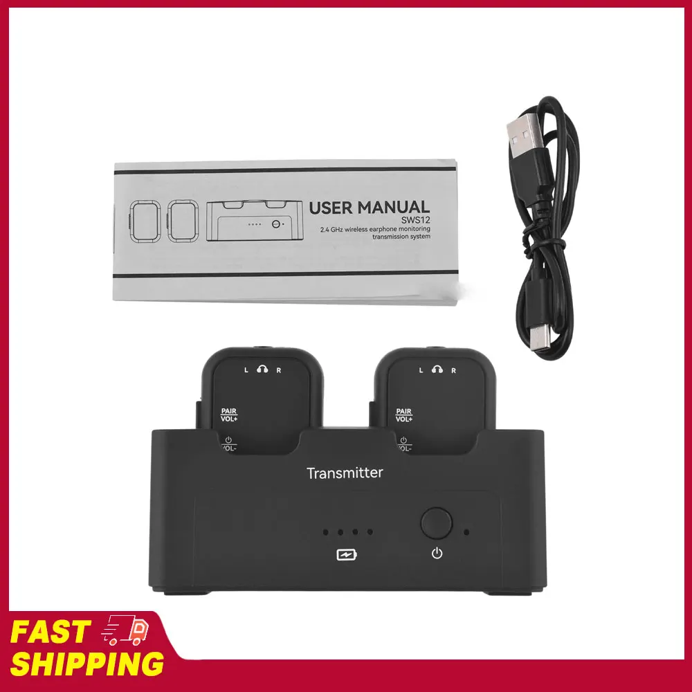M-VAVE WP-12 2.4GHz Wireless Back-to-ear Transmission System Earphone Monitor IEM Transmitter Receiver Set for Studio Band Live