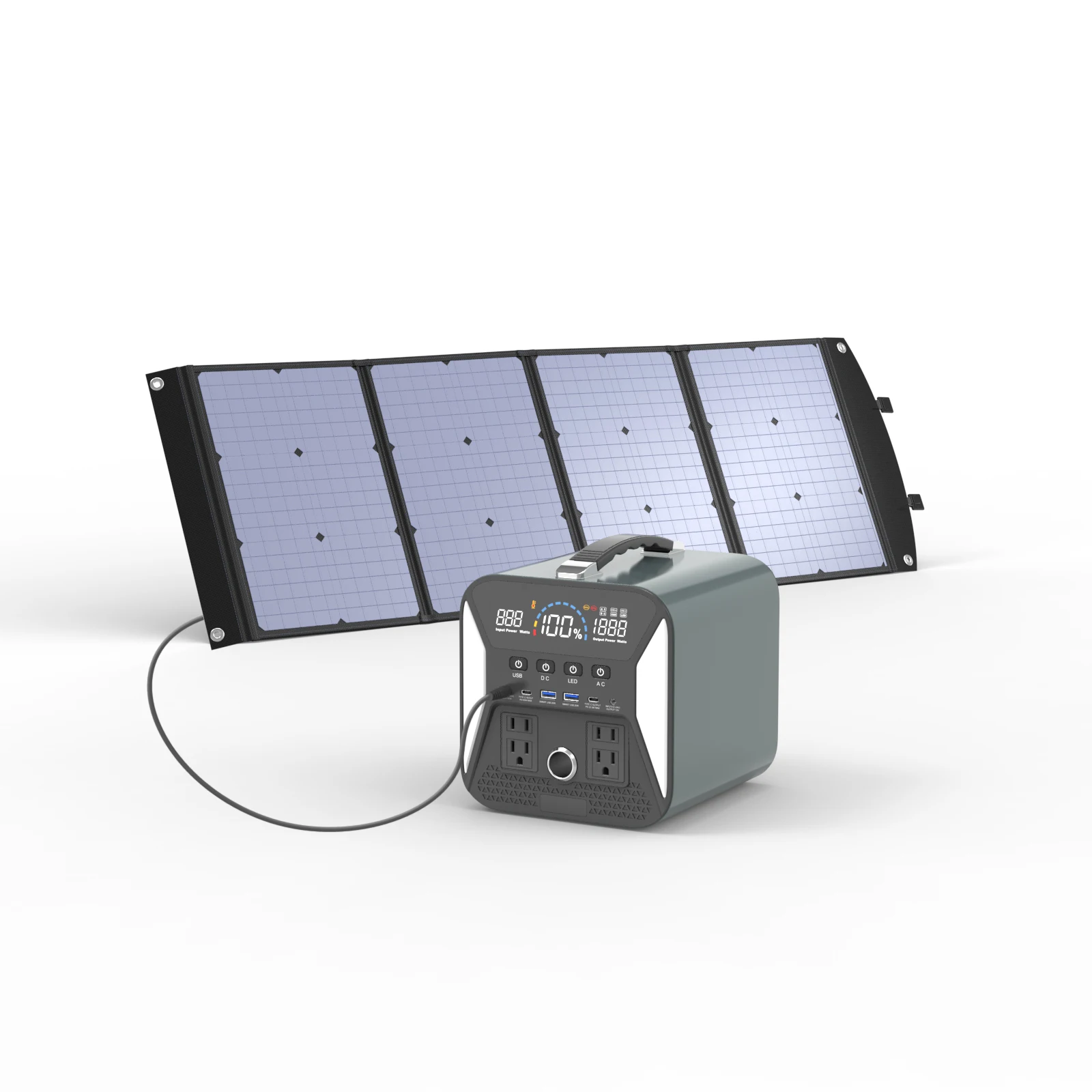 Foldable Solar Panel Bag 100/200/400W Monocrystalline PV Module Power Charger RV Marine Rooftop