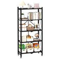 5 Tiers Tools Storage Foldable Partition Lightweight Convenient Kitchen Cabinet Storage Rack Mobile Storage Shelves for Garage 1