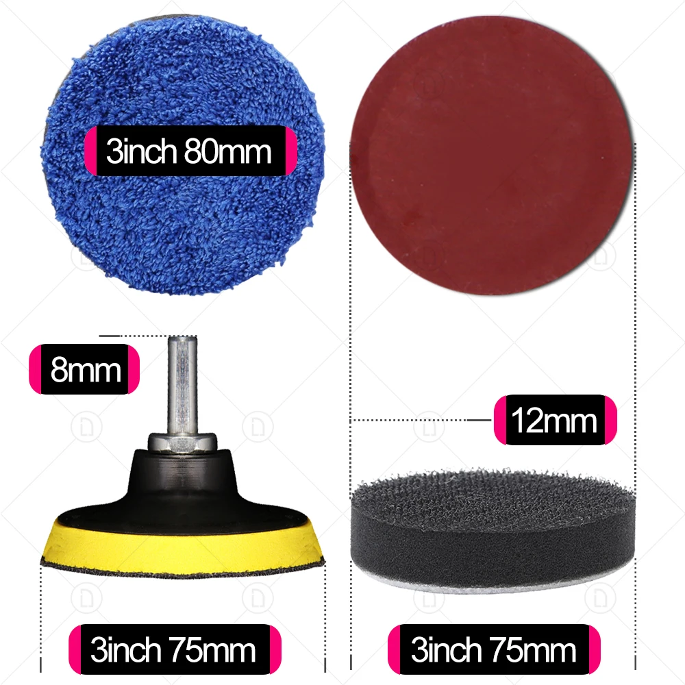 Sanding Discs 3 Inch 75mm Sandpaper For Metal Auto Wood Car Wheel Restoration Sanding Polishing Kit P800 P1200 P2000 P5000 sanding discs mini sandpaper kit polish sand paper sandpaper tools sandpaper set