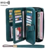 RFID anti-theft brush Retro large capacity long wallet Multi-card women's wallet Multi-function zipper wallet with wrist strap 1
