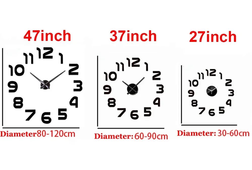 Modern Design Large Wall Clock 3D DIY Quartz Clocks Fashion Watches Acrylic Mirror Stickers Living Room Home Decor Horloge