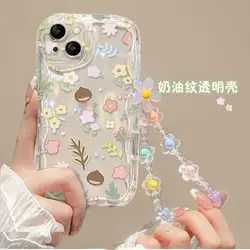 Elegant 3D Flower Pearl Chain Phone Case - Exquisite Protection & Style for Redmi Note14 Pro 5G (S11748)